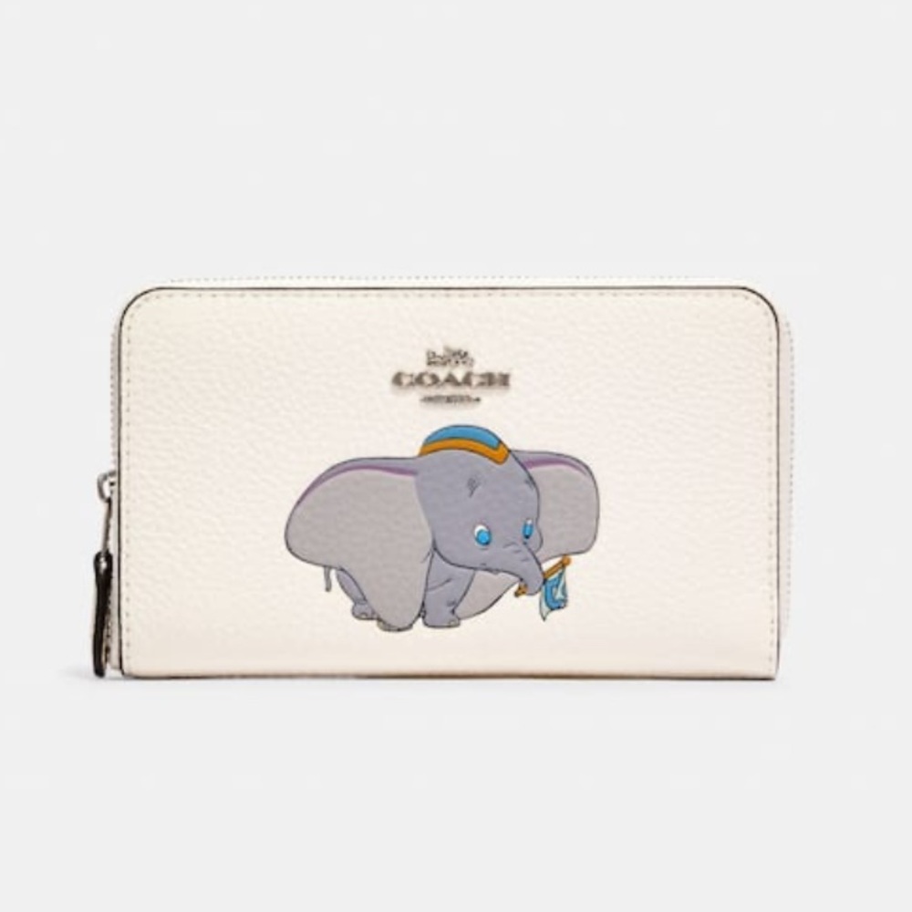 DISNEY x COACH Limited Edition Dumbo Elephant Leather Zip Wallet NWT